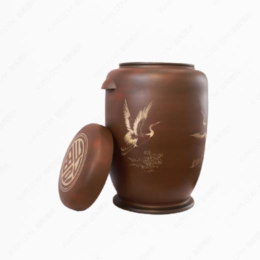 纯手工拉坯五色泥紫陶仙鹤大坛（彩填）骨灰坛骨灰罐骨灰盒寿盒 商品图3