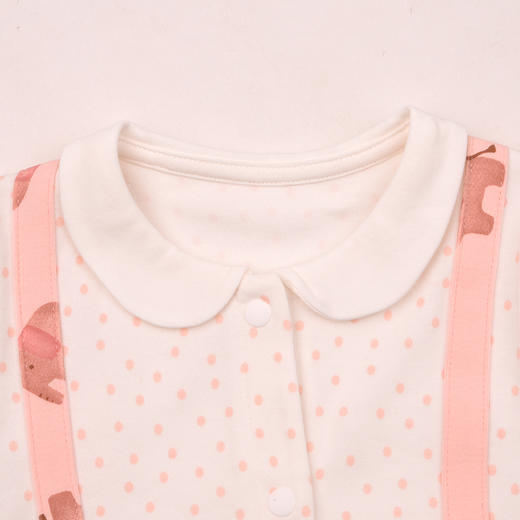 棉果果春季新品女童氨棉汗布纯棉卡通小象满印爬衣假两件对开连体衣M122722226100 商品图3