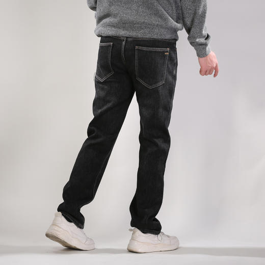 DRONKOO 2025 正常腰表袋右后袋NEW刺绣复合绒厚牛仔长裤 商品图3