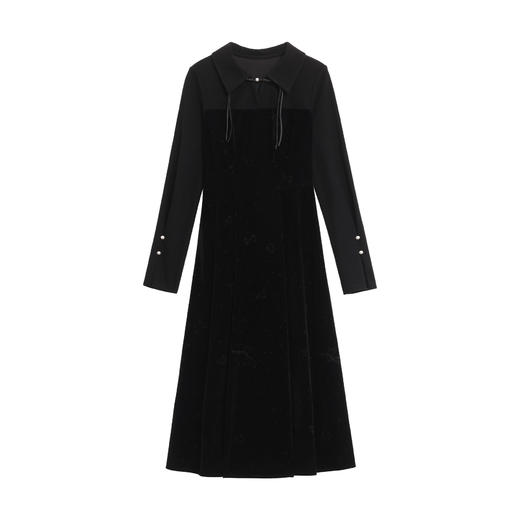 鹿向南「云锦春华」新中式气质丝绒款国潮女秋冬显瘦黑色连衣裙 商品图1