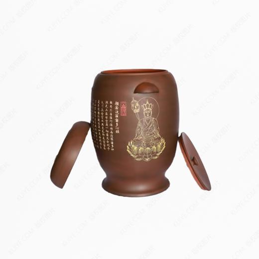 纯手工拉坯五色泥紫陶心经大坛（彩填）骨灰坛骨灰罐骨灰盒寿盒 商品图1