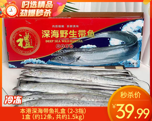 本港深海带鱼礼盒（2-3指）/1盒（约12条，共约1.5kg）生产日期：25年12月 商品图0