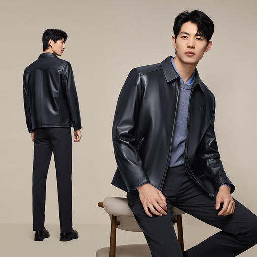 【绵羊皮/可拆卸内胆】柒牌真皮皮衣男士秋冬新款商务休闲外套129J70270 商品图3