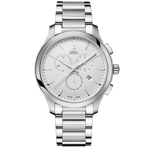 E7640162092043 依波路ERNEST BOREL 瑞士简约三眼计时商务钢带石英瑞士男士手表男 商品图0