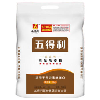 五得利面粉七星金系列雪晶小麦粉20斤 多用途拉面笼包馒头包子 /粮油调味 /面粉 /通用粉 商品图0