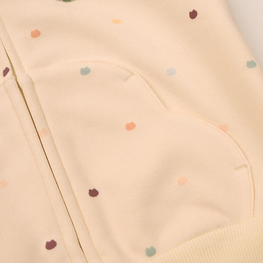 棉果果春季新品女童针织纯棉米白甜美针织连帽外套M122100226107 商品图3