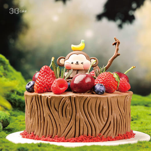 摩羯座 ∙ 萌猴丛林 ∙ 黑巧莓果车厘奶油蛋糕，可选1.5/2.5/6磅  | 36 CAKE 商品图1