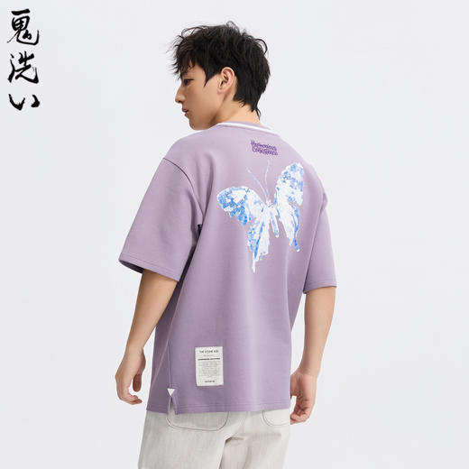 ONIARAI/鬼洗26春季新品黑标石器时代自然蜕蝶渐纹常规T恤A840026 商品图2