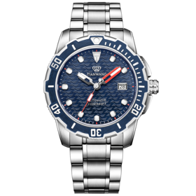 S00002574-23 天王TIAN WANG 蓝鳍系列200米潜水滑雪国潮男士运动手表夜光钢带防水机械男表