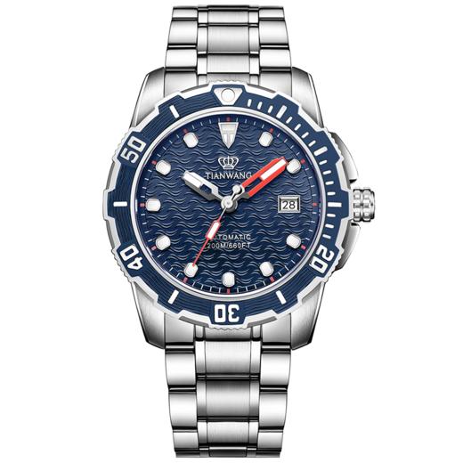 S00002574-23 天王TIAN WANG 蓝鳍系列200米潜水滑雪国潮男士运动手表夜光钢带防水机械男表 商品图0
