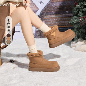 西遇厚底毛毛雪地靴女冬季新款一脚蹬棉鞋子保暖勃肯短靴K0057368