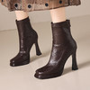 【预售5天】气质高跟防水台弹力瘦瘦短靴女秋冬新款尖头厚底粗跟不累脚时装靴CZ&&C-2305 商品缩略图3