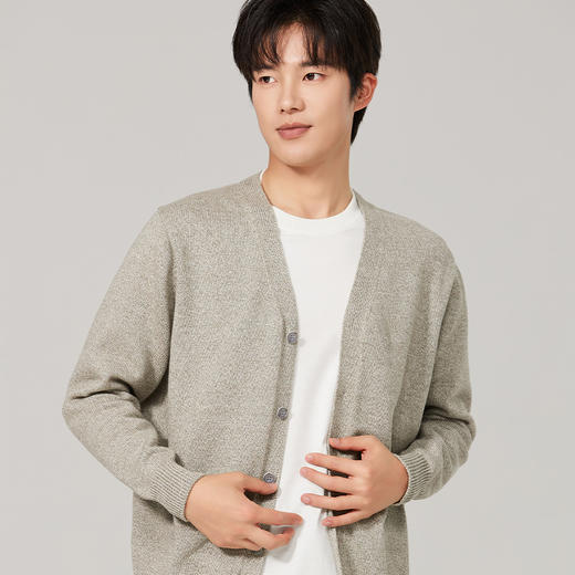 【男士针织开衫】素道有机彩棉男士针织开衫 灰色纯棉纽扣长袖衫（基地直发-申通包邮），来自敦煌，品牌：素道【合作生产，公平贸易】 商品图2