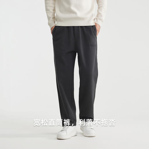 墨麦客男装字母压花休闲裤男2025冬新款松紧腰磨毛男士裤子91429 商品图3