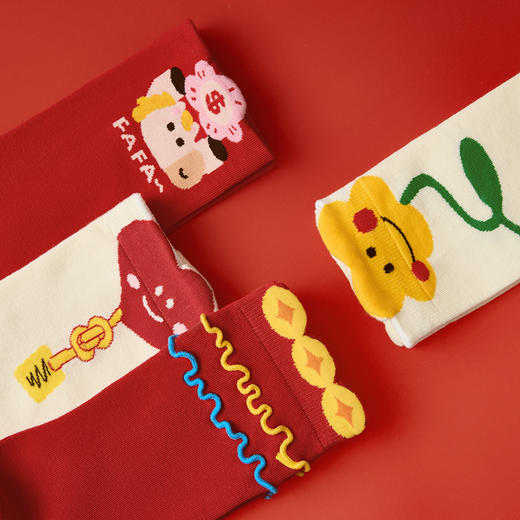 热卖2W+新年袜！新年开运红红火火 JKN秋冬马年情侣中筒袜 新疆长绒棉 5双礼盒装 2026新款新年鸿运袜 商品图7
