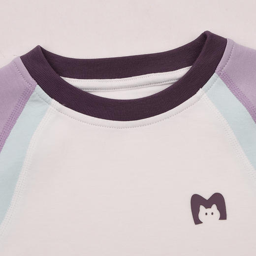 棉果果春季新品女童紫色拼接插肩长袖T恤M122140426118 商品图1