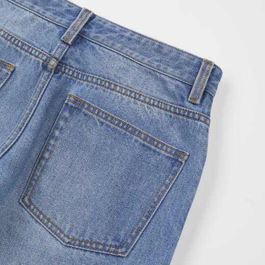 ROMI STUDIO“复古丹宁”100%棉磨白洗水高腰阔腿牛仔裤RWCWX87420 商品图6