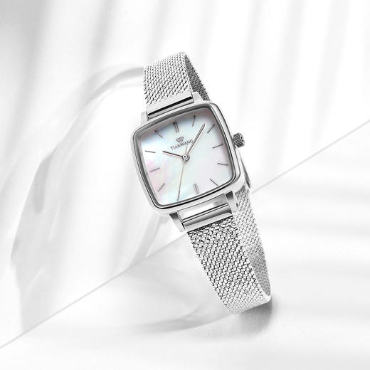 S00002833 天王TIAN WANG 轻奢高级感气质防水正品手表女士石英时尚小方表送礼推荐 商品图2