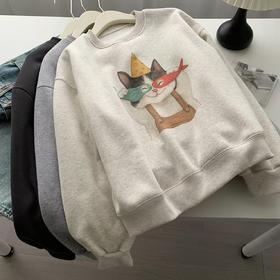 【专柜品质】重磅韩版棉质圆领卫衣 秋冬加绒加厚美式宽松上衣