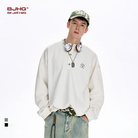BJHG不计后果美式半高领卫衣男款春季宽松上衣老钱风长袖polo衫女
