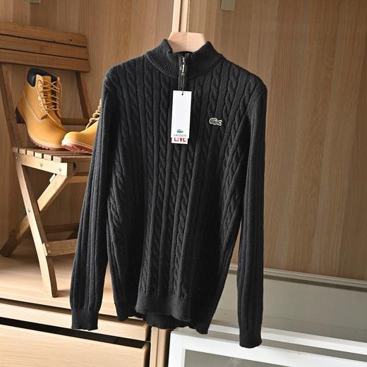 秋冬男士羊绒衫半高领拉链套头纯色针织打底衫扭花加厚毛衣 商品图2