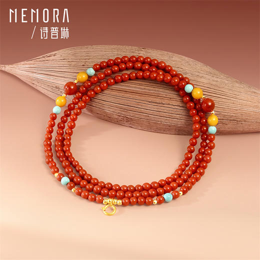 【新品首发】琳琅雅玉系列18k金南红万能链 新中式搭配万能链吊坠女士惊喜礼物MEMORA诗普琳MN002101 商品图3