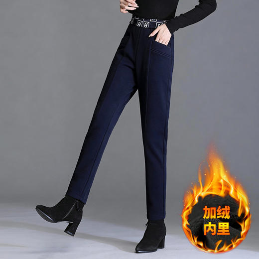 加厚加绒萝卜哈伦裤女冬新款老爹裤胖mm大码显瘦遮肉中年妈妈裤子 商品图1