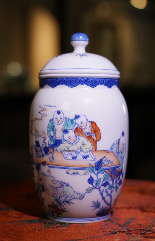 青花斗彩五子登科状元罐 商品图0