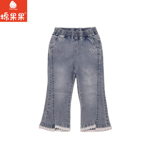 棉果果春季新品女童纯棉弹力牛仔不规则设计微喇牛仔长裤M122200226120 商品图3