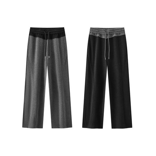 商场同款|森马休闲裤女春季拼色仿呢长裤2026新款简约时尚弯刀裤 商品图4