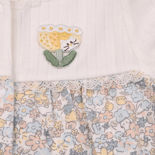 棉果果春季新品女童氨棉汗布纯棉小碎花爬衣假两件对开连体衣M122722226102 商品图5