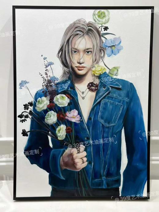 【年终狂欢】艺术家级偶像定制画50*70（半身，含简约框，1-3个月交付） 商品图1