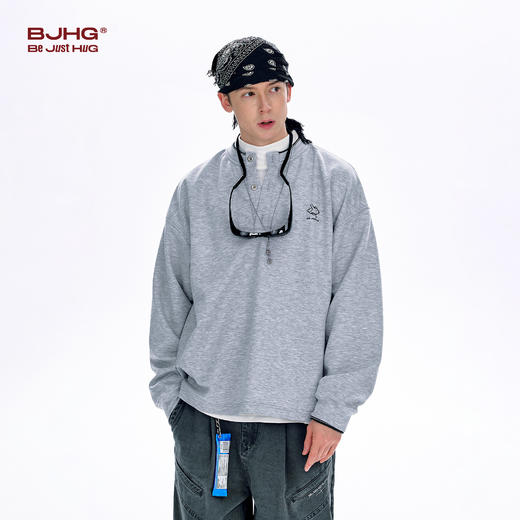 BJHG不计后果美式半高领卫衣男款春季宽松上衣老钱风长袖polo衫女 商品图4