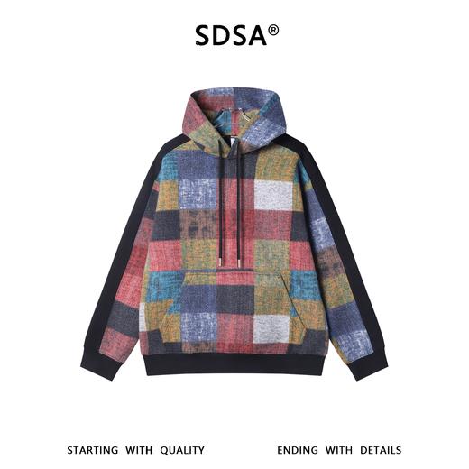 WY1551SDSA男士秋冬新款痞帅男装潮牌不规则色块撞色拼接连帽卫衣百搭 商品图1