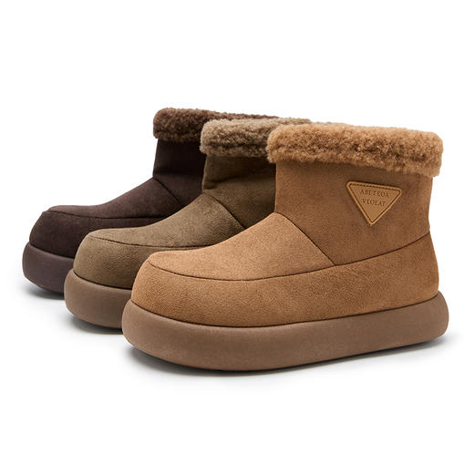 西遇厚底毛毛雪地靴女冬季新款一脚蹬棉鞋子保暖勃肯短靴K0057368 商品图4