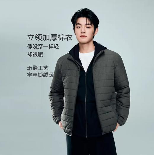 佐丹奴男装25年冬新款夹棉保暖纯色男士立领棉服外套13075816 商品图1