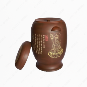 纯手工拉坯五色泥紫陶心经大坛（彩填）骨灰坛骨灰罐骨灰盒寿盒