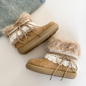 【YW】无忧购时尚雪地靴子女冬季厚底辣妹风中筒棉鞋短靴子3500M（截单后3-5天发货)