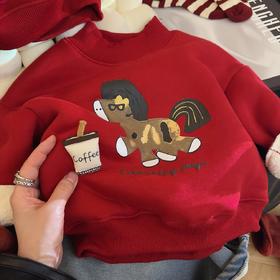 【儿童拜年服上衣2026新款】男女宝宝冬季加绒卫衣中小童加厚上衣