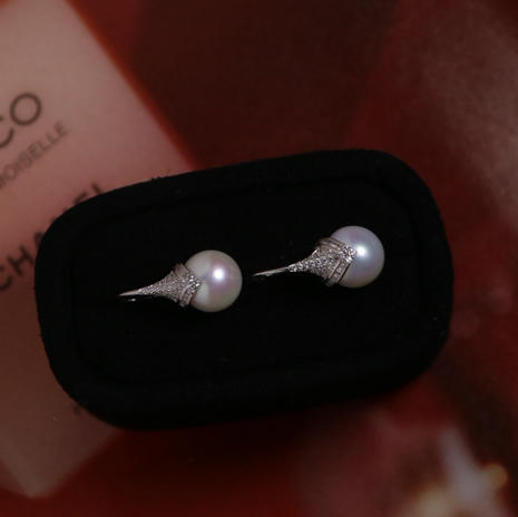 耳钩款淡水珍珠耳坠 11-12mm 正圆强光 面无暇 侧边微微瑕  纯银配件 商品图3