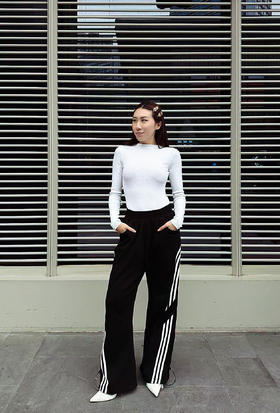 【加绒】美式复古伞兵裤 阔腿+束脚两穿 侧边条纹撞色 三条杠宽松直筒运动休闲裤