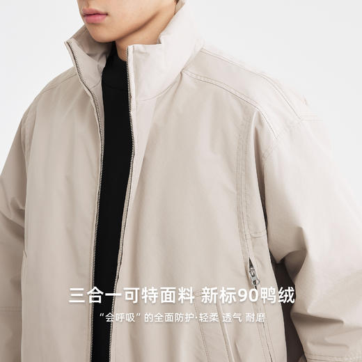 墨麦客男装2025年冬季质轻高密三合一可特面料立领落肩羽绒服男潮 商品图3