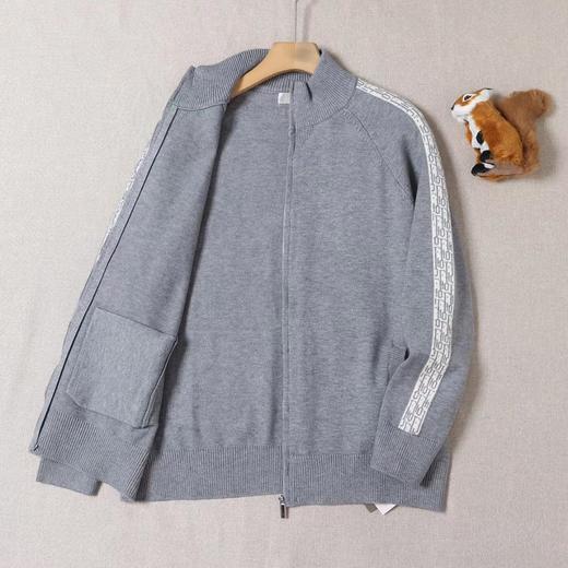 D122634半高领拉链设计字母提花毛衣开衫针织衫 商品图6