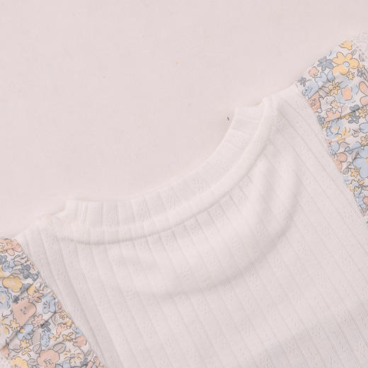 棉果果春季新品女童针织提花可爱洋气小碎花假两件长袖T恤M122140226111 商品图5
