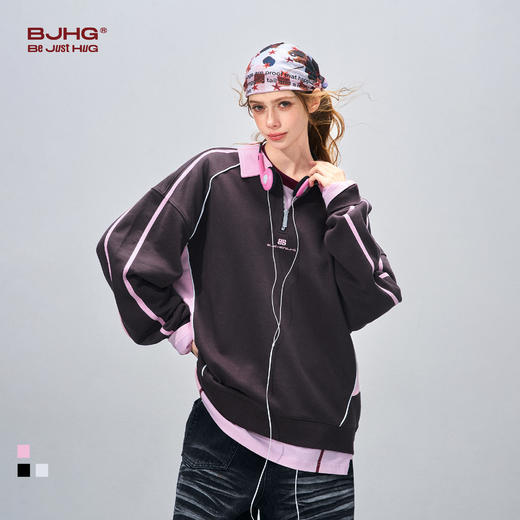 BJHG不计后果polo领美式卫衣男款运动春季新款撞色重磅针织上衣女 商品图0