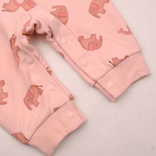 棉果果春季新品女童氨棉汗布纯棉卡通小象满印爬衣假两件对开连体衣M122722226100 商品图2