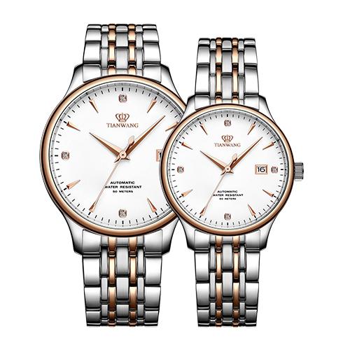 TWTC1611619 天王TIAN WANG 【情侣对表】正品气质防水手表女男士钢带机械昆仑系列可刻字 商品图0