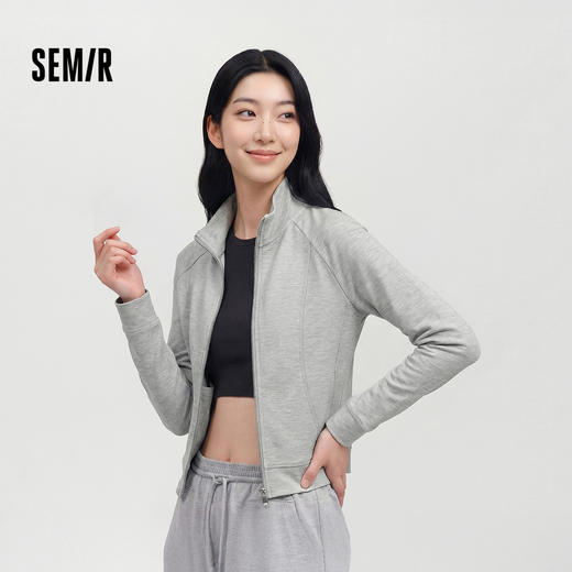 商场同款|森马外套女春短款插肩袖修身分割2026新款简约显瘦夹克 商品图1