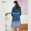 司歌牛仔单排扣渐变收腰连衣裙收腰通勤R901257X 商品缩略图3