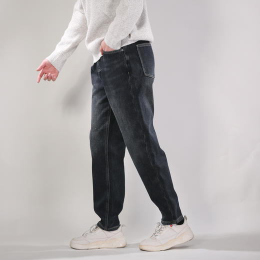 DRONKOO 2025 正常腰表袋黑皮标复合厚绒厚牛仔长裤 商品图2